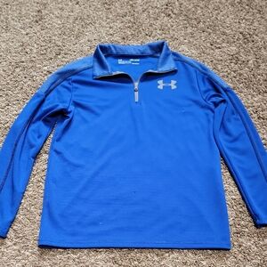 Under Armour Youth Medium Blue 1/4 Zip Long Sleeve HeatGear Loose Fit